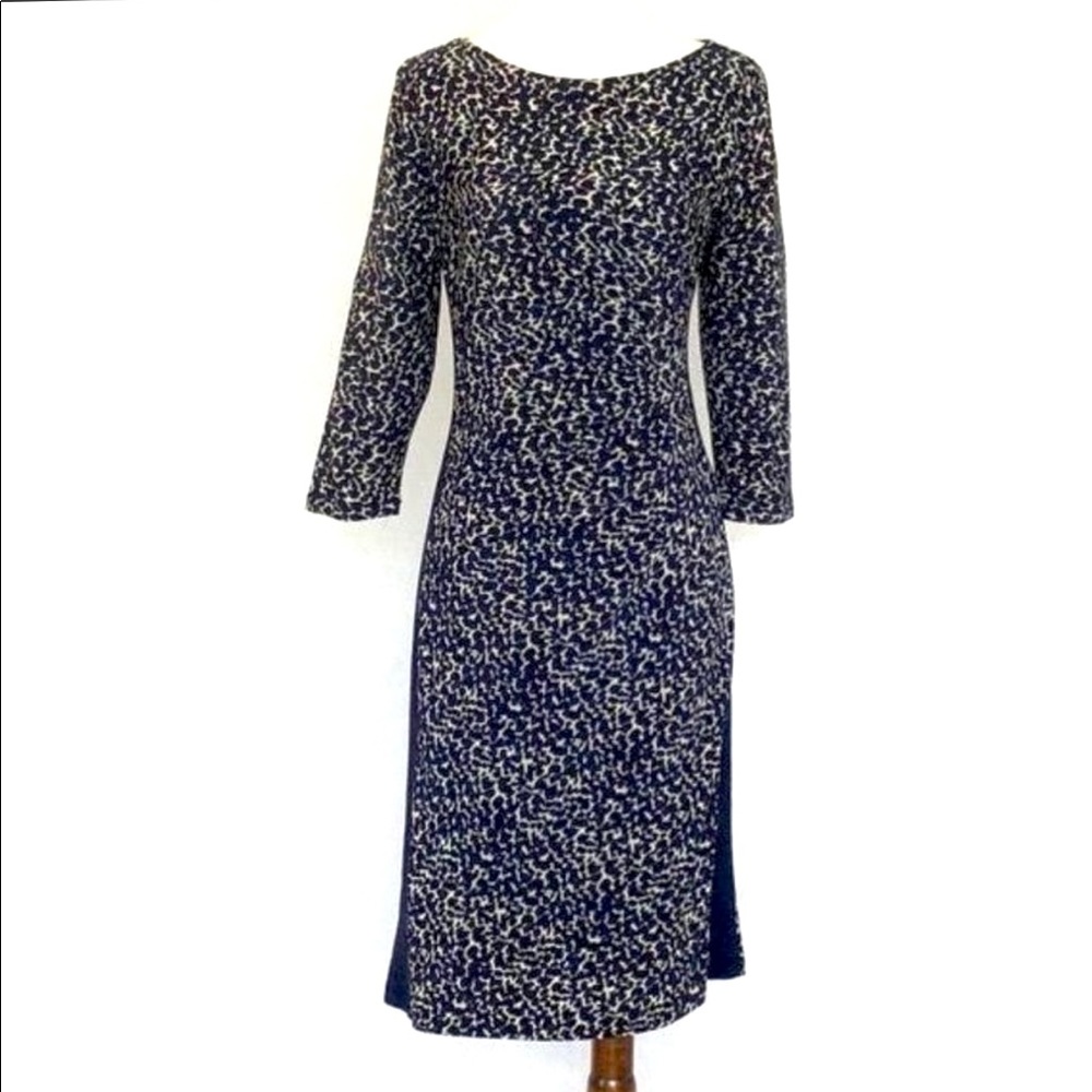 Lauren Ralph Lauren Navy and White Patterned Sheath Dress